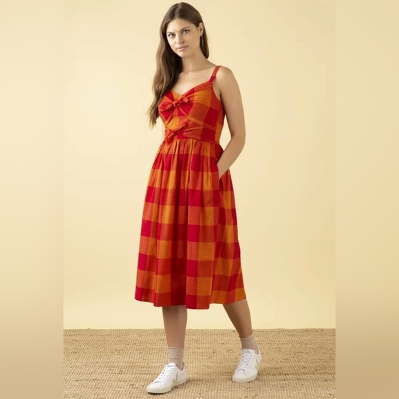 NWT Emily and Fin US Size 8 Salma Dress in Heatwave Check - Picture 3 of 12